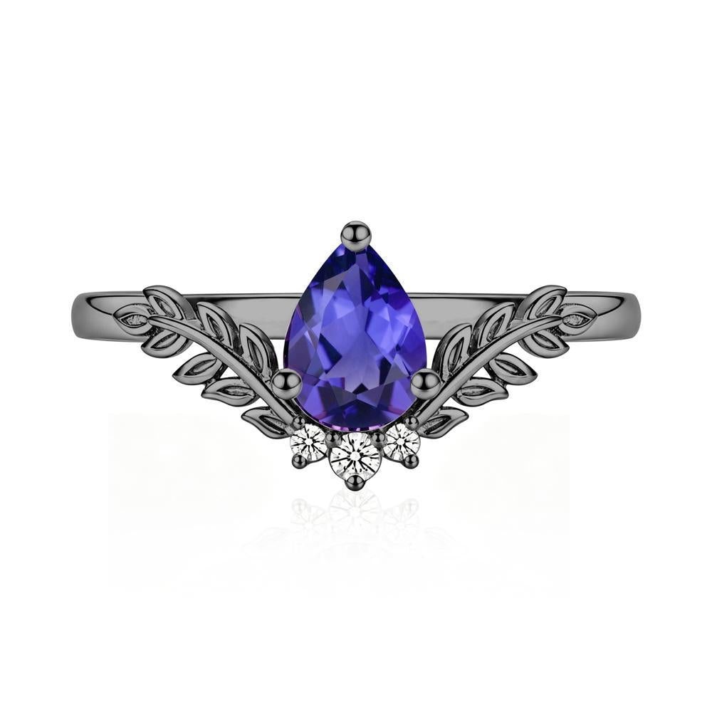Pear Shaped Alexandrite Leaf Curved Ring - LUO Jewelry #gemstone_Tanzanite