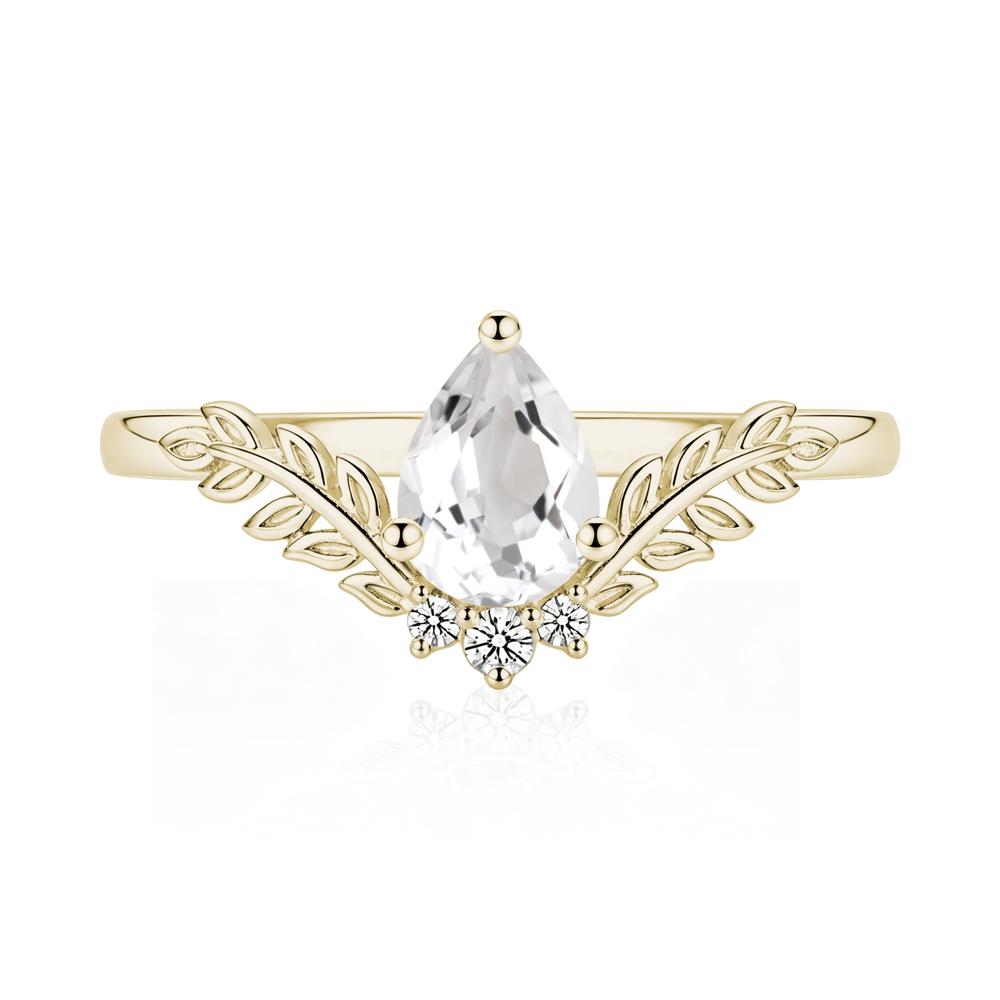 Pear Shaped Alexandrite Leaf Curved Ring - LUO Jewelry #gemstone_White Topaz