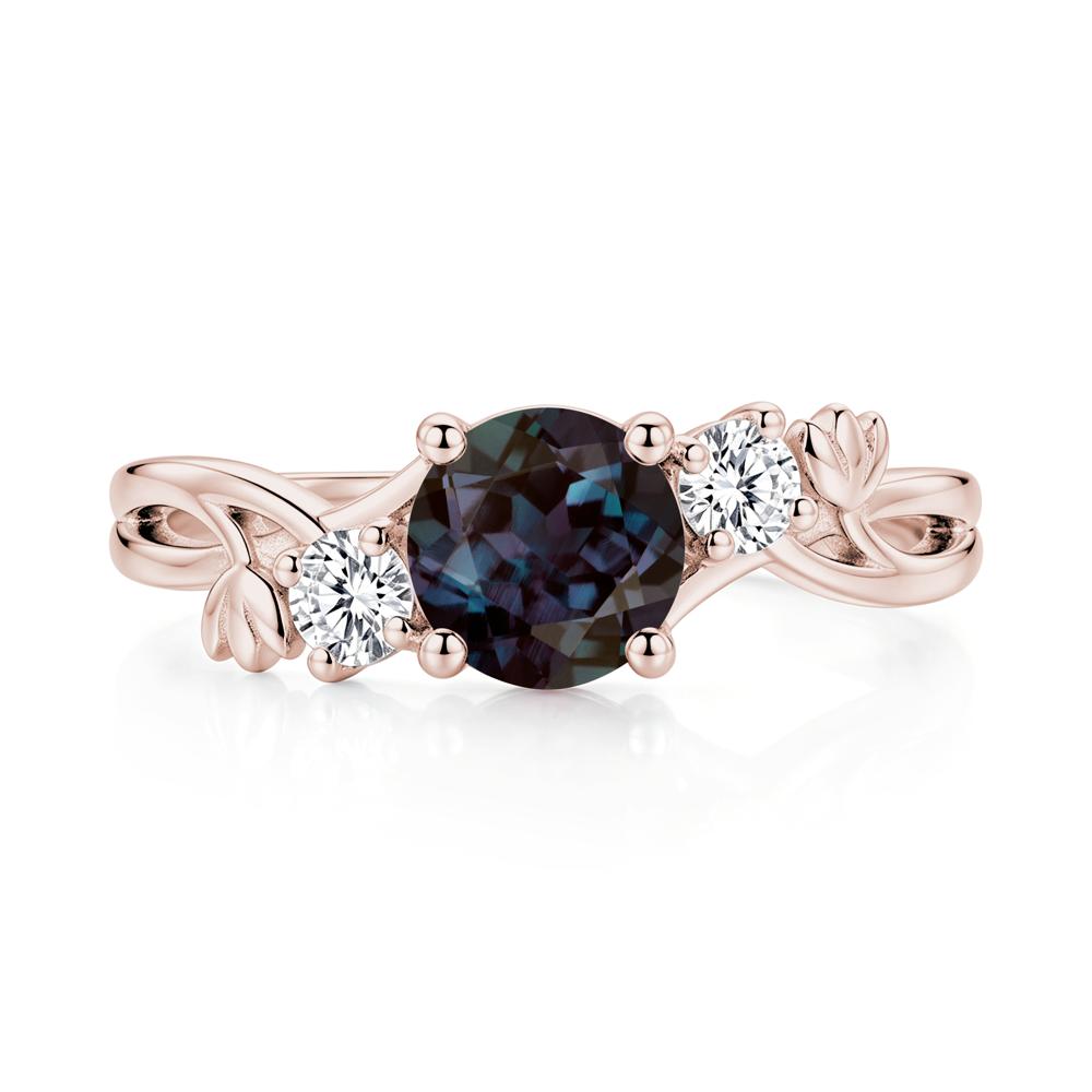 Floral Round Shaped Sapphire Twist Bypass Ring - LUO Jewelry #gemstone_Alexandrite