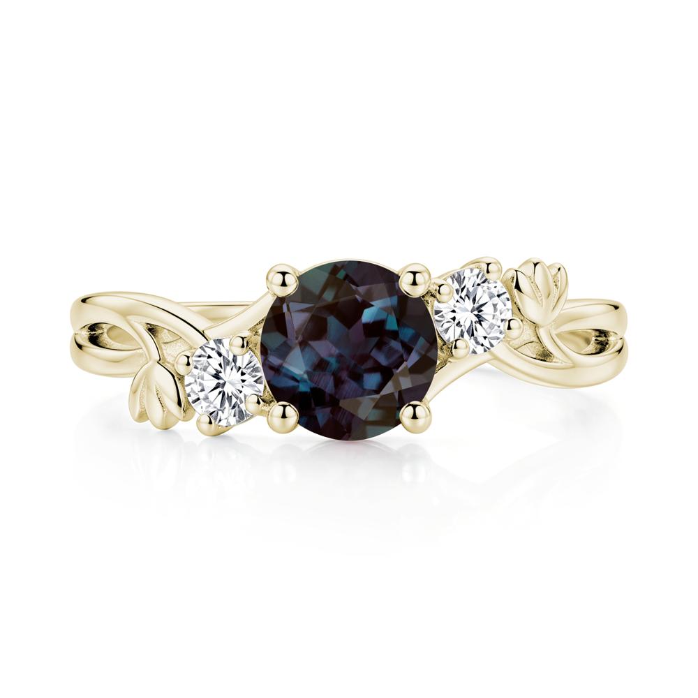 Floral Round Shaped Sapphire Twist Bypass Ring - LUO Jewelry #gemstone_Alexandrite