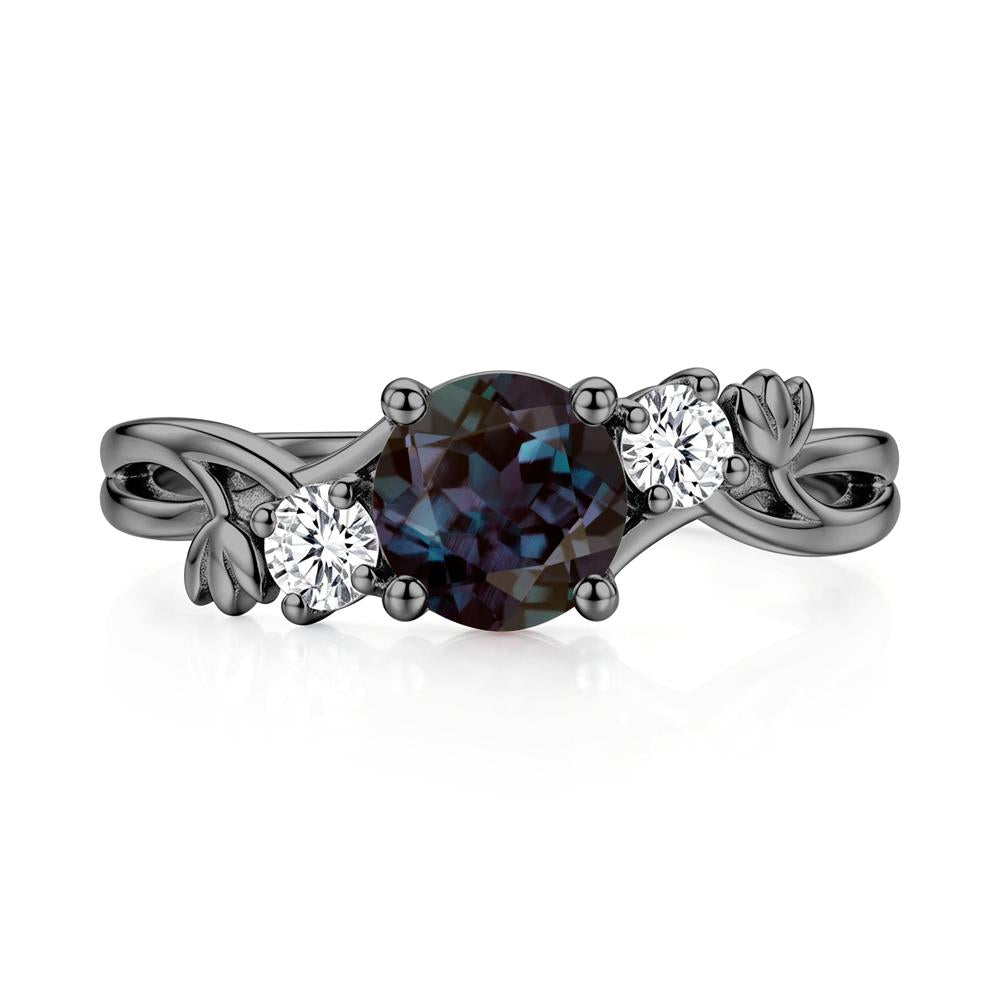 Floral Round Shaped Sapphire Twist Bypass Ring - LUO Jewelry #gemstone_Alexandrite