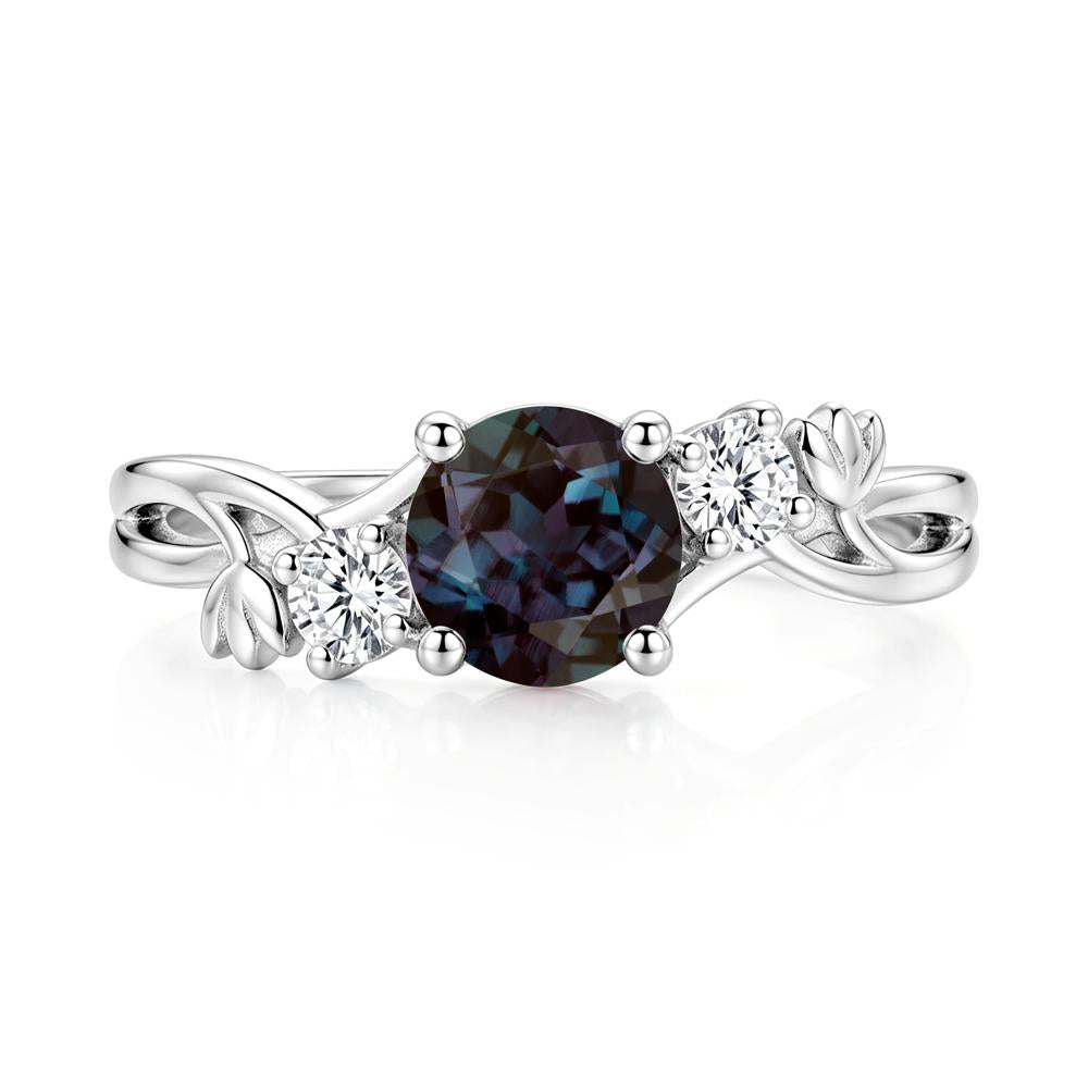 Floral Round Shaped Sapphire Twist Bypass Ring - LUO Jewelry #gemstone_Alexandrite
