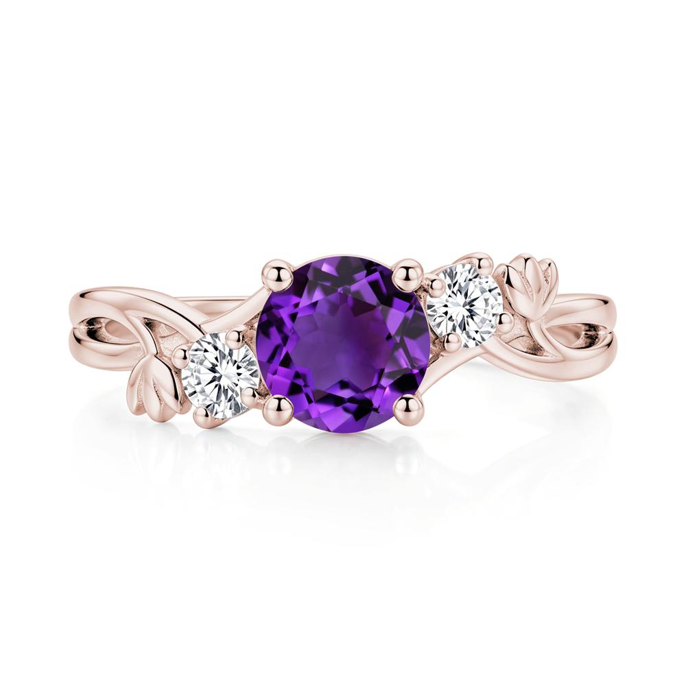Floral Round Shaped Sapphire Twist Bypass Ring - LUO Jewelry #gemstone_Amethyst