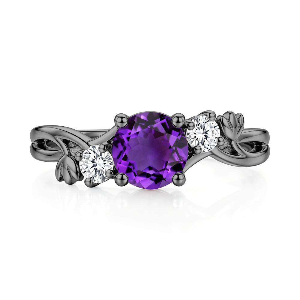 Floral Round Shaped Sapphire Twist Bypass Ring - LUO Jewelry #gemstone_Amethyst