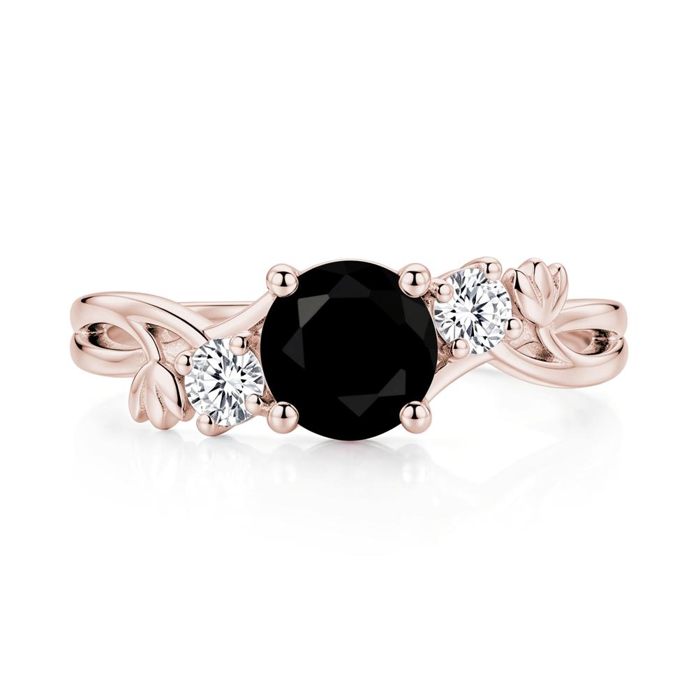 Floral Round Shaped Sapphire Twist Bypass Ring - LUO Jewelry #gemstone_Black Spinel