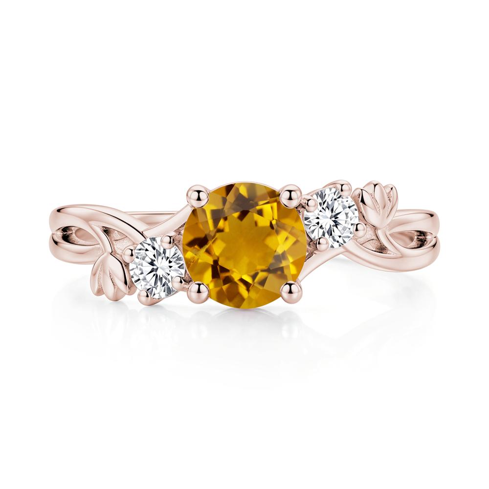 Floral Round Shaped Sapphire Twist Bypass Ring - LUO Jewelry #gemstone_Citrine