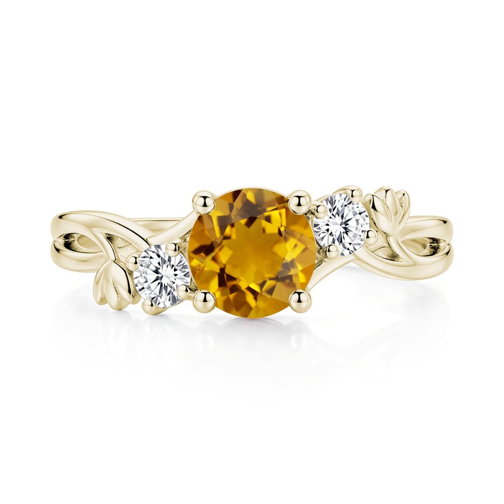 Floral Round Shaped Sapphire Twist Bypass Ring - LUO Jewelry #gemstone_Citrine