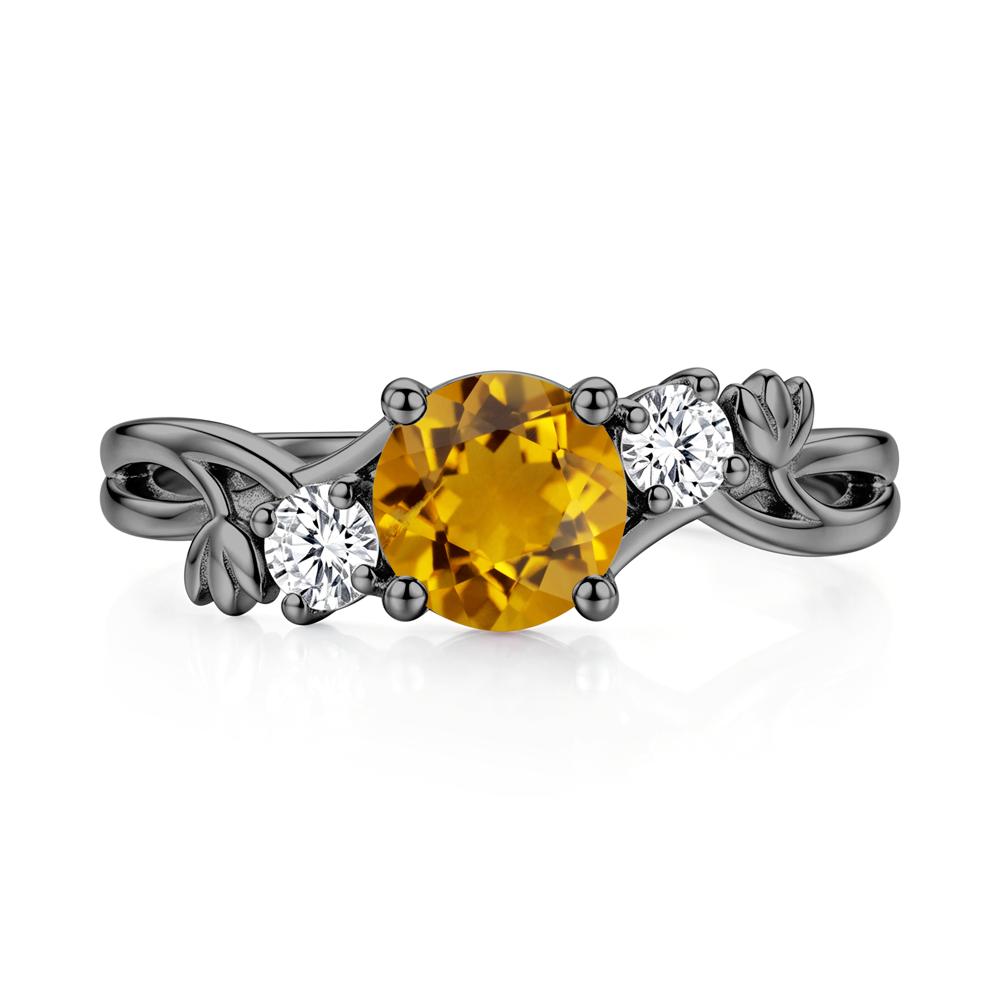 Floral Round Shaped Sapphire Twist Bypass Ring - LUO Jewelry #gemstone_Citrine