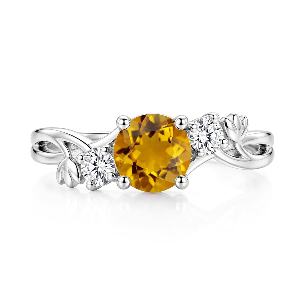 Floral Round Shaped Sapphire Twist Bypass Ring - LUO Jewelry #gemstone_Citrine