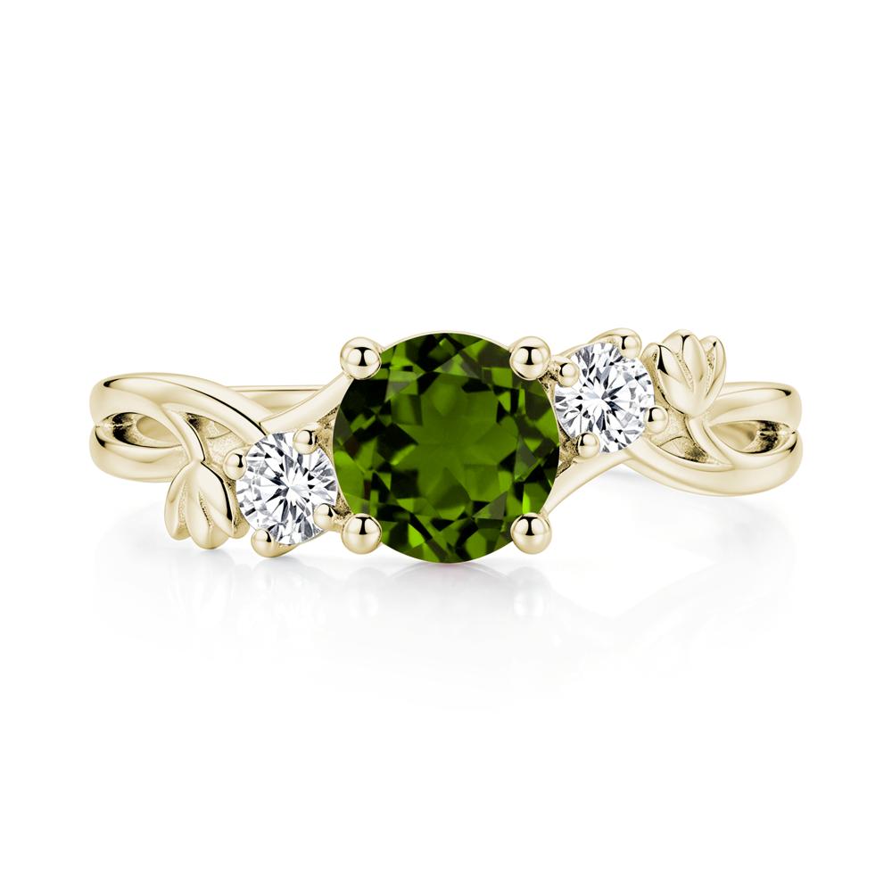 Floral Round Shaped Sapphire Twist Bypass Ring - LUO Jewelry #gemstone_Diopside