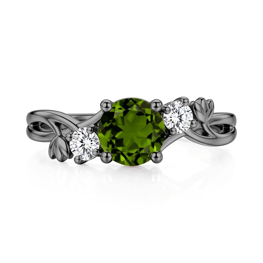 Floral Round Shaped Sapphire Twist Bypass Ring - LUO Jewelry #gemstone_Diopside