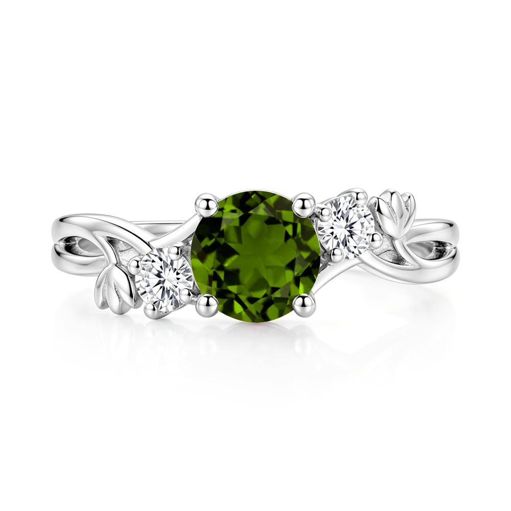 Floral Round Shaped Sapphire Twist Bypass Ring - LUO Jewelry #gemstone_Diopside