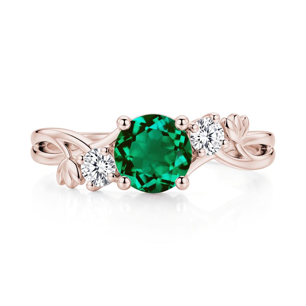 Floral Round Shaped Sapphire Twist Bypass Ring - LUO Jewelry #gemstone_Emerald