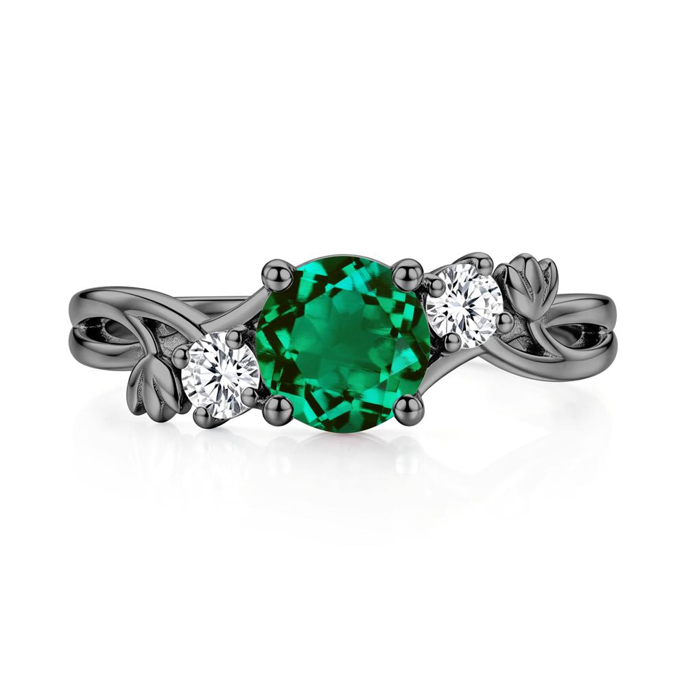 Floral Round Shaped Sapphire Twist Bypass Ring - LUO Jewelry #gemstone_Emerald