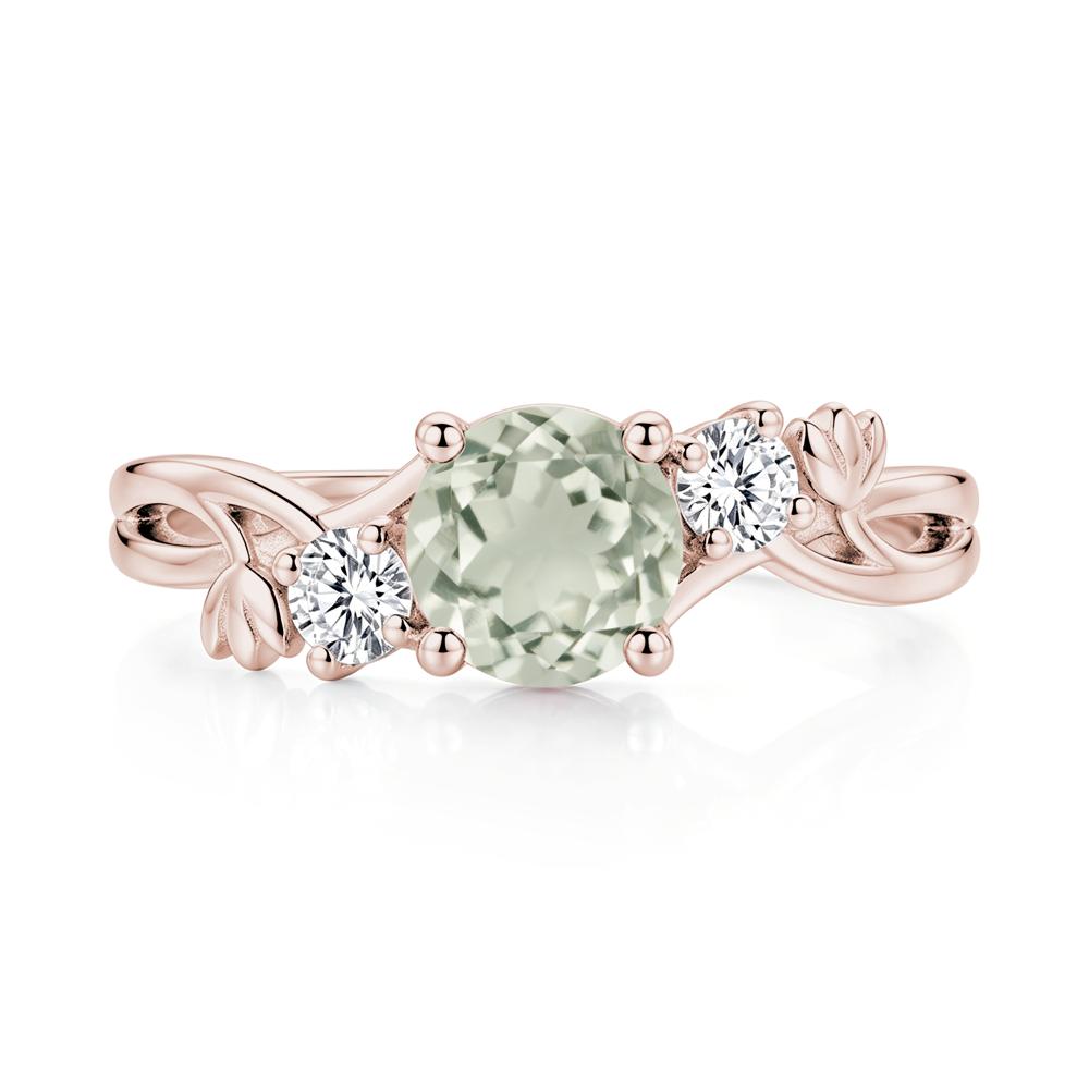 Floral Round Shaped Sapphire Twist Bypass Ring - LUO Jewelry #gemstone_Green Amethyst