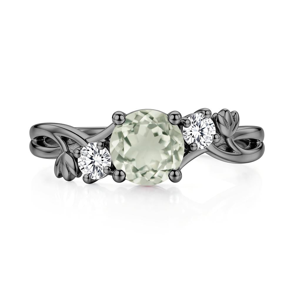 Floral Round Shaped Sapphire Twist Bypass Ring - LUO Jewelry #gemstone_Green Amethyst