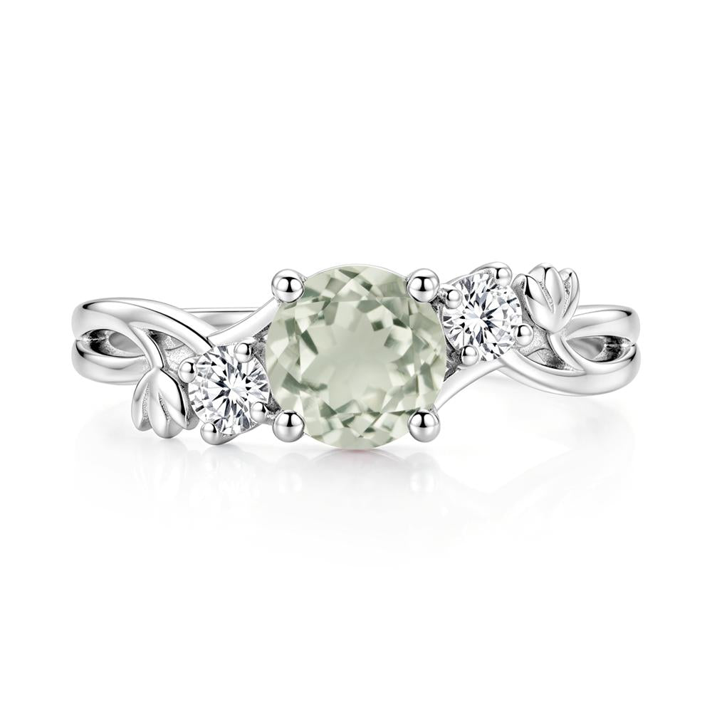 Floral Round Shaped Sapphire Twist Bypass Ring - LUO Jewelry #gemstone_Green Amethyst