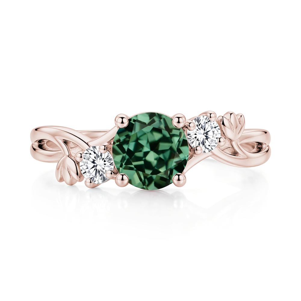 Floral Round Shaped Sapphire Twist Bypass Ring - LUO Jewelry #gemstone_Green Sapphire