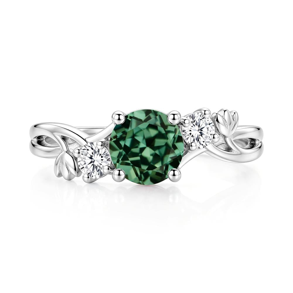 Floral Round Shaped Sapphire Twist Bypass Ring - LUO Jewelry #gemstone_Green Sapphire