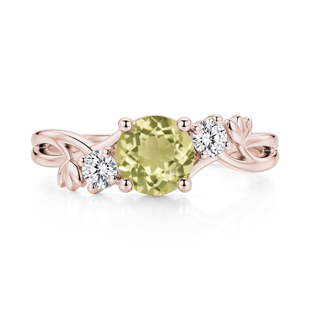 Floral Round Shaped Sapphire Twist Bypass Ring - LUO Jewelry #gemstone_Lemon Quartz
