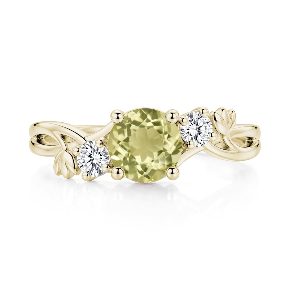 Floral Round Shaped Sapphire Twist Bypass Ring - LUO Jewelry #gemstone_Lemon Quartz