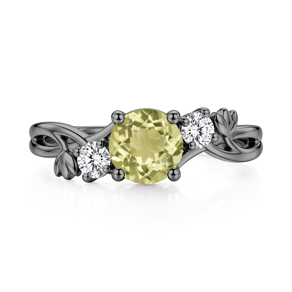 Floral Round Shaped Sapphire Twist Bypass Ring - LUO Jewelry #gemstone_Lemon Quartz
