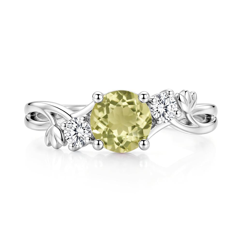 Floral Round Shaped Sapphire Twist Bypass Ring - LUO Jewelry #gemstone_Lemon Quartz