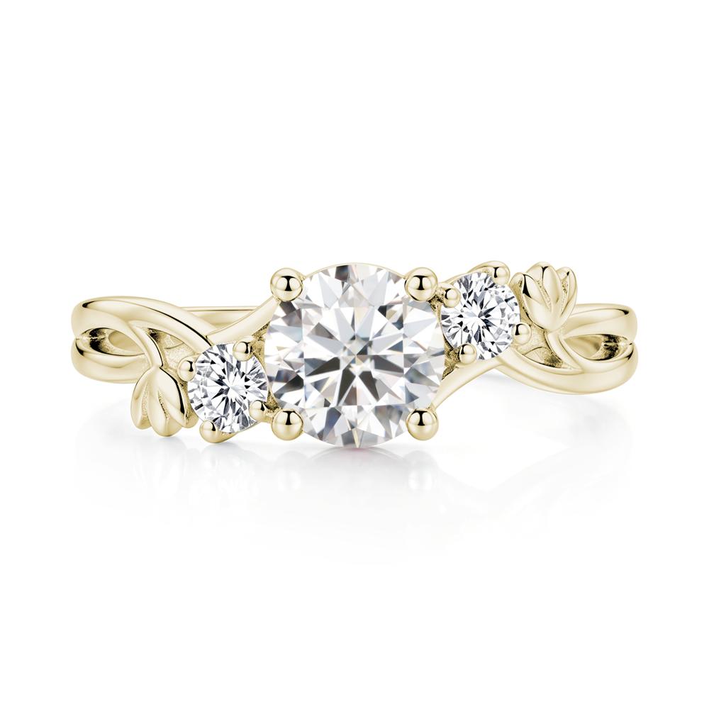 Floral Round Shaped Sapphire Twist Bypass Ring - LUO Jewelry #gemstone_Moissanite