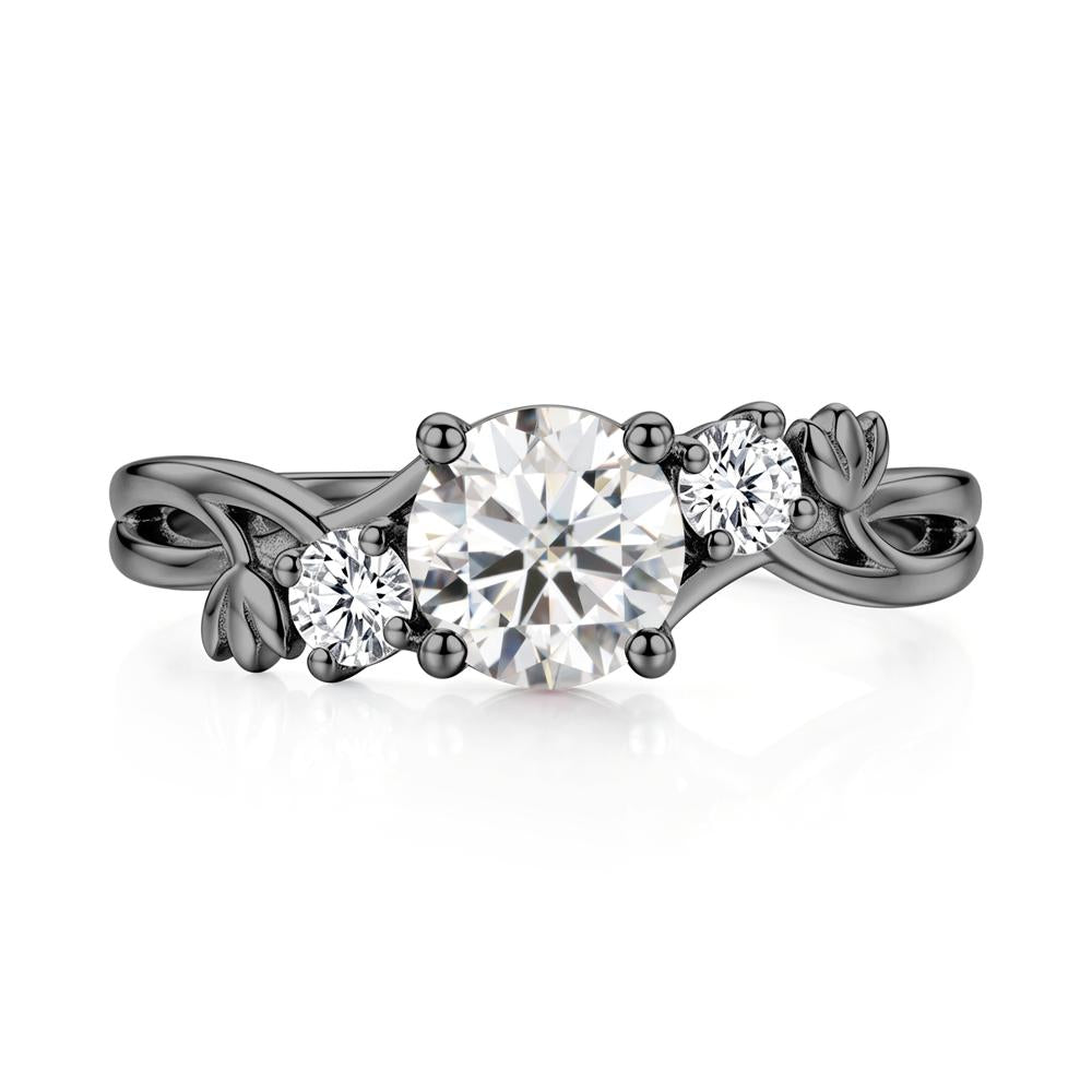 Floral Round Shaped Sapphire Twist Bypass Ring - LUO Jewelry #gemstone_Moissanite