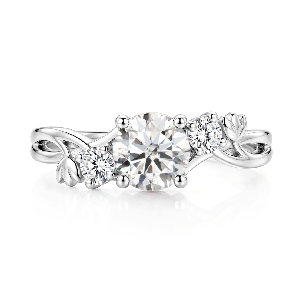 Floral Round Shaped Sapphire Twist Bypass Ring - LUO Jewelry #gemstone_Moissanite
