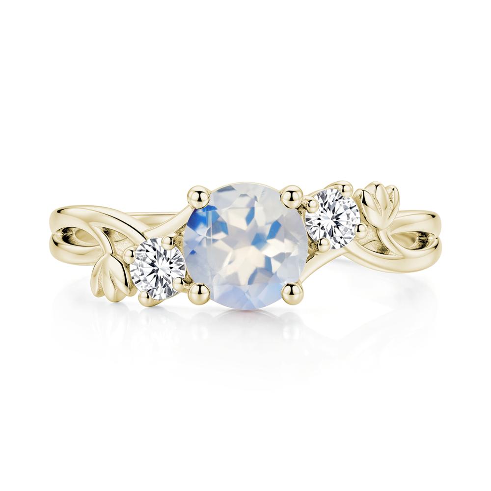 Floral Round Shaped Sapphire Twist Bypass Ring - LUO Jewelry #gemstone_Moonstone