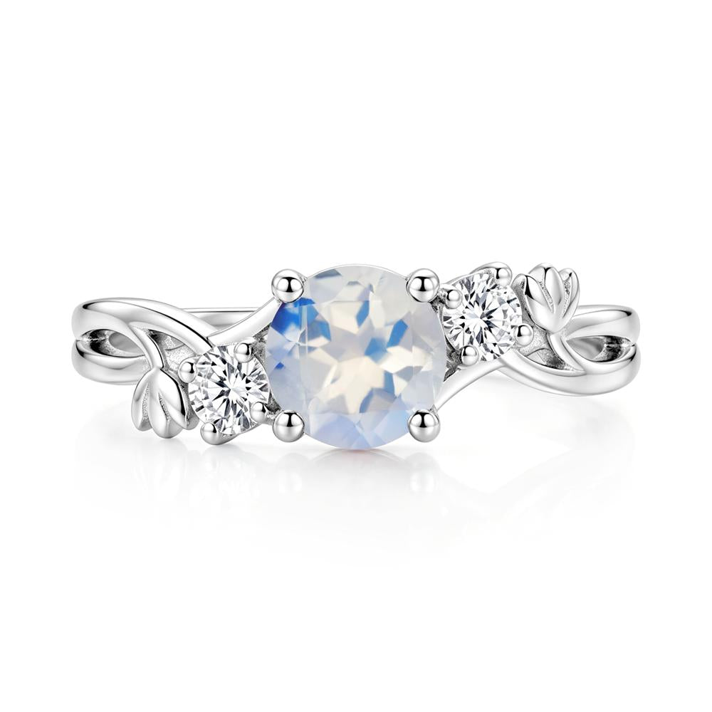 Floral Round Shaped Sapphire Twist Bypass Ring - LUO Jewelry #gemstone_Moonstone
