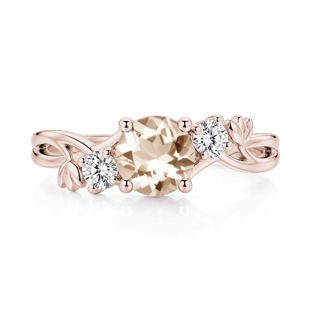 Floral Round Shaped Sapphire Twist Bypass Ring - LUO Jewelry #gemstone_Morganite