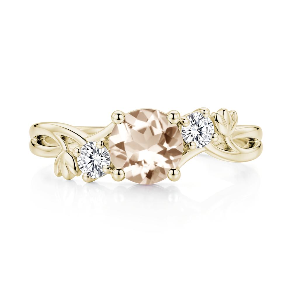 Floral Round Shaped Sapphire Twist Bypass Ring - LUO Jewelry #gemstone_Morganite