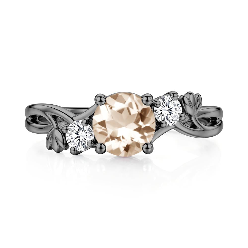 Floral Round Shaped Sapphire Twist Bypass Ring - LUO Jewelry #gemstone_Morganite