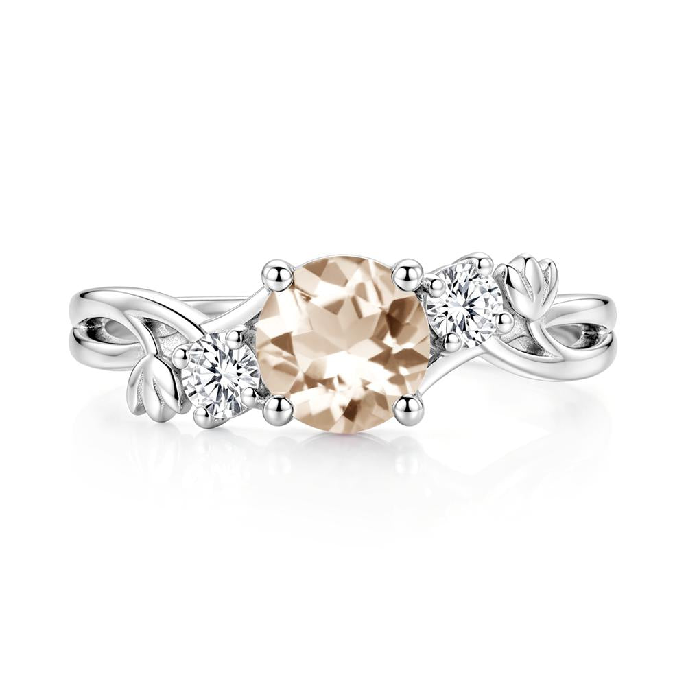 Floral Round Shaped Sapphire Twist Bypass Ring - LUO Jewelry #gemstone_Morganite