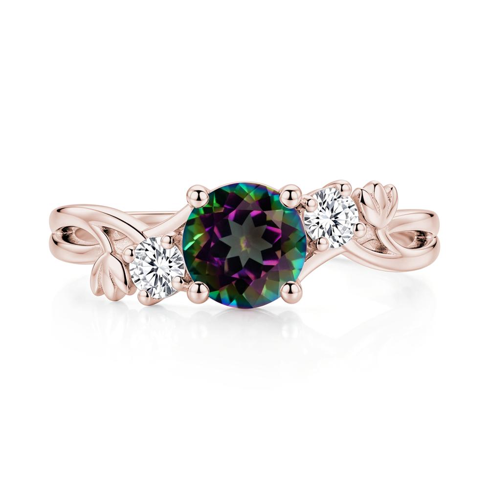 Floral Round Shaped Sapphire Twist Bypass Ring - LUO Jewelry #gemstone_Mystic Topaz