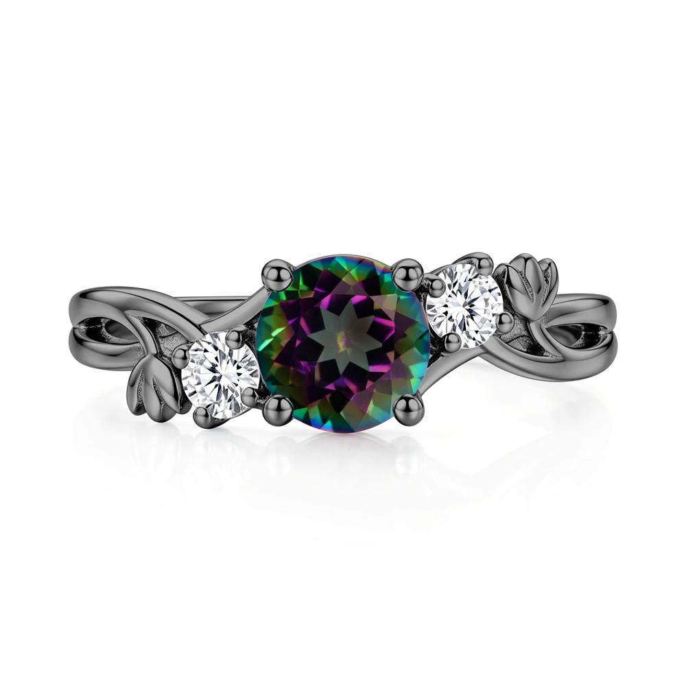 Floral Round Shaped Sapphire Twist Bypass Ring - LUO Jewelry #gemstone_Mystic Topaz