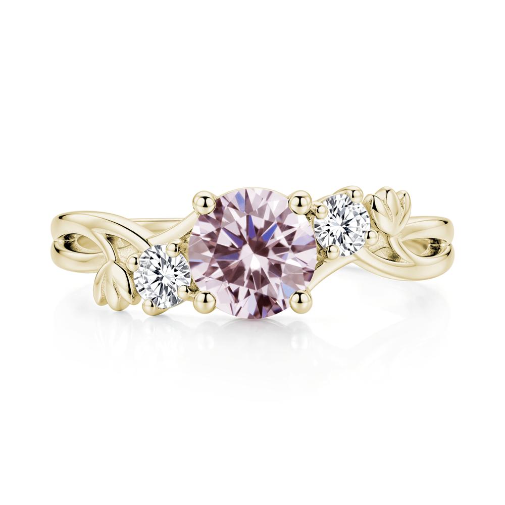 Floral Round Shaped Sapphire Twist Bypass Ring - LUO Jewelry #gemstone_Pink Cubic Zirconia