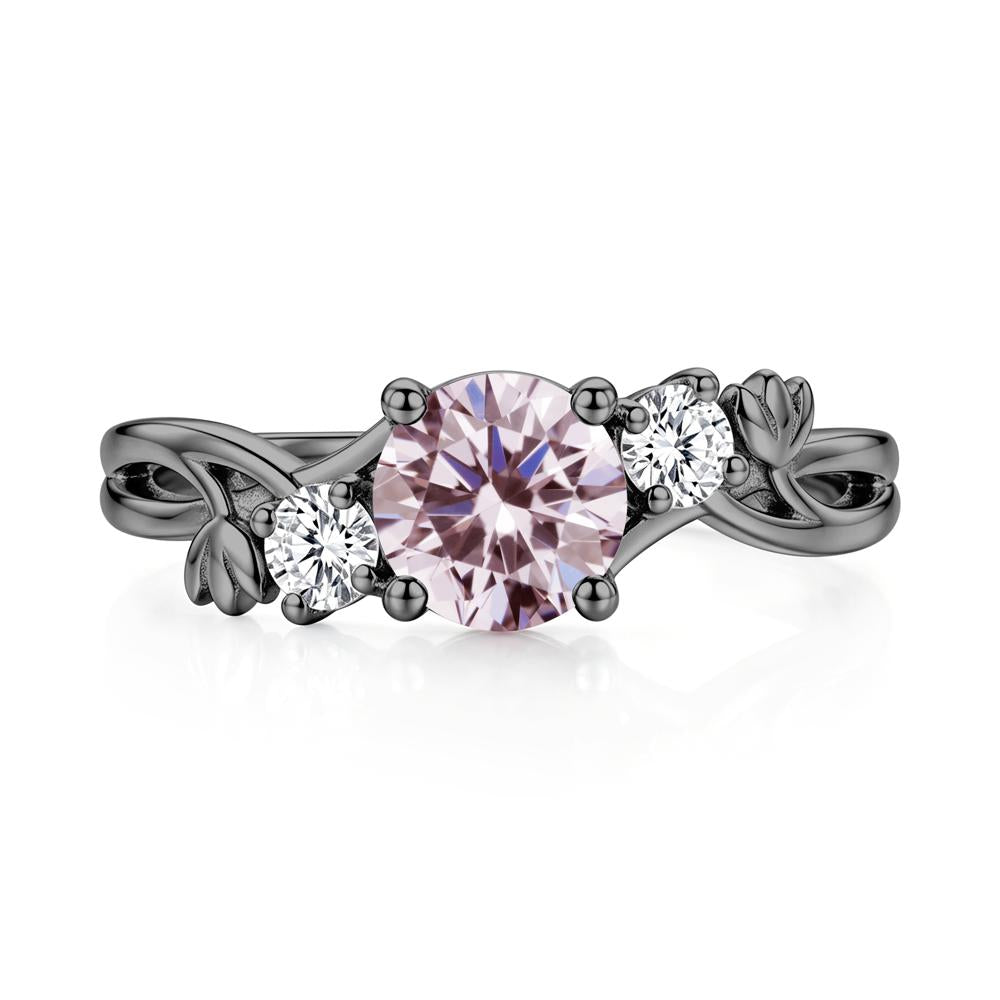 Floral Round Shaped Sapphire Twist Bypass Ring - LUO Jewelry #gemstone_Pink Cubic Zirconia