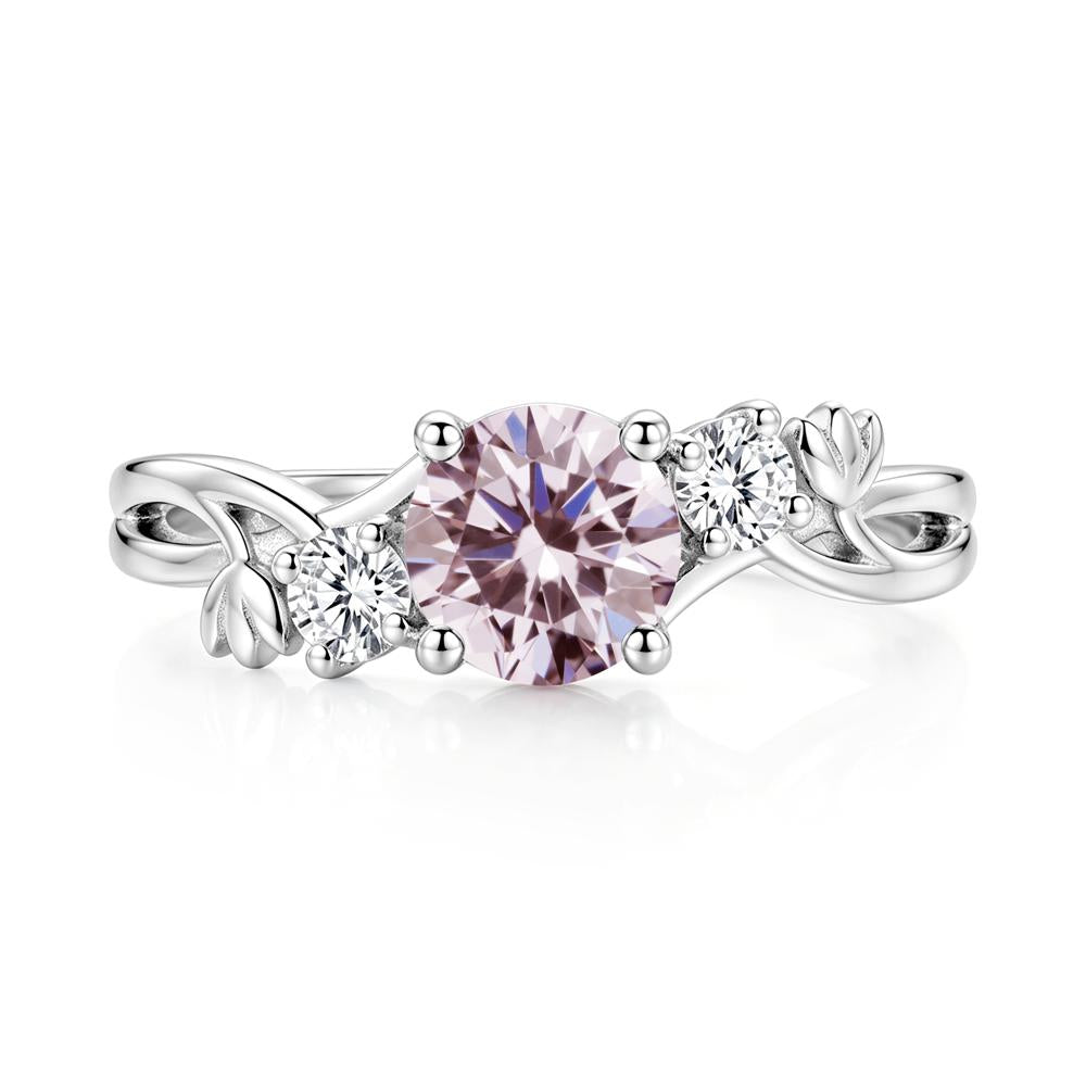 Floral Round Shaped Sapphire Twist Bypass Ring - LUO Jewelry #gemstone_Pink Cubic Zirconia