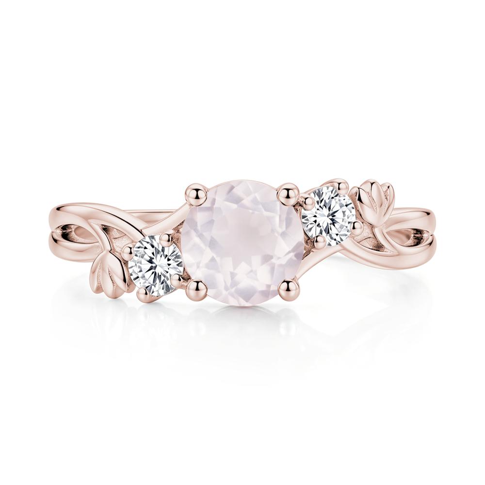Floral Round Shaped Sapphire Twist Bypass Ring - LUO Jewelry #gemstone_Rose Quartz