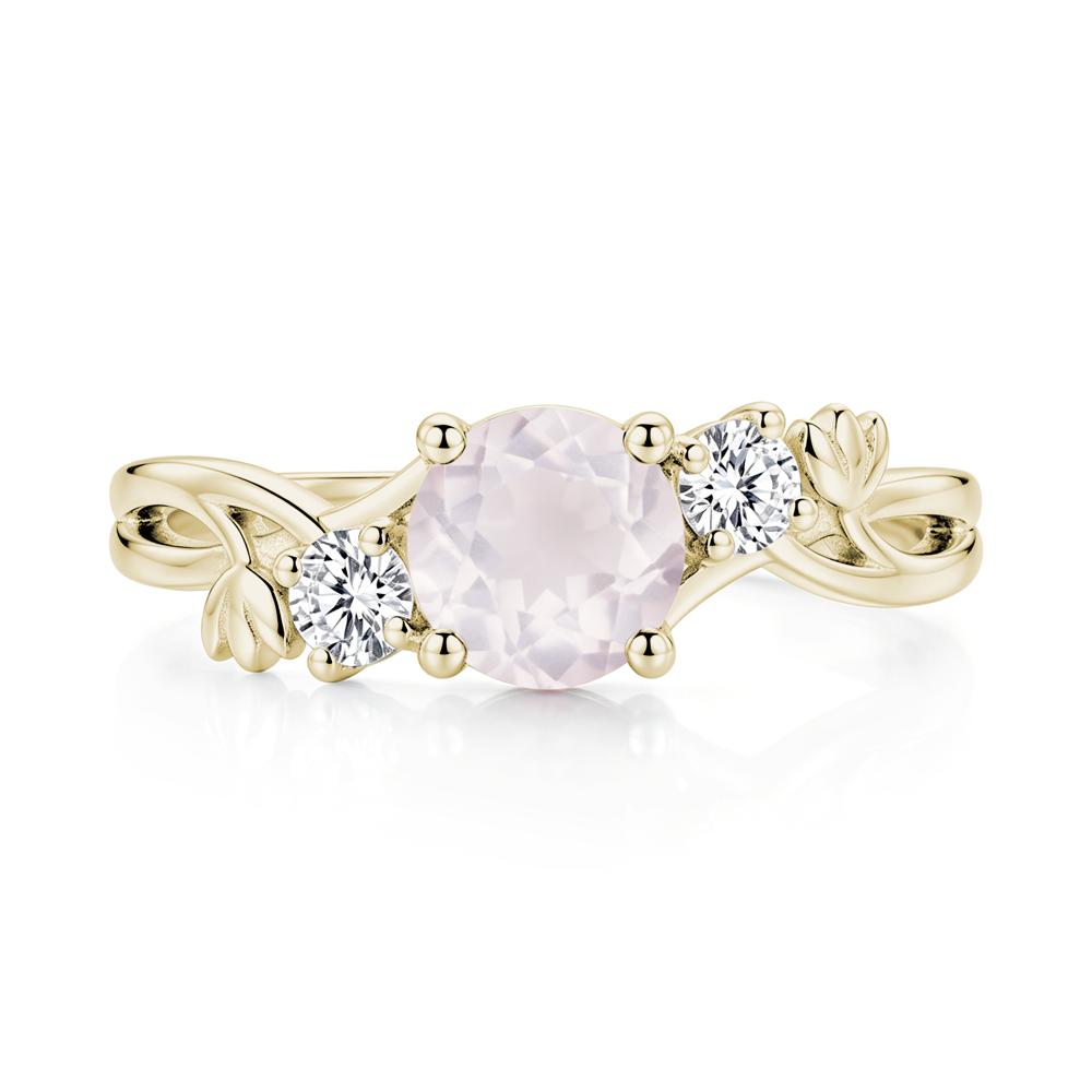 Floral Round Shaped Sapphire Twist Bypass Ring - LUO Jewelry #gemstone_Rose Quartz