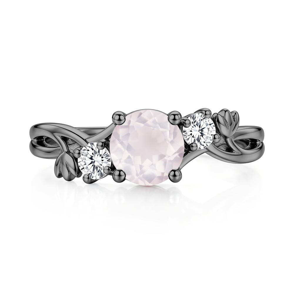 Floral Round Shaped Sapphire Twist Bypass Ring - LUO Jewelry #gemstone_Rose Quartz