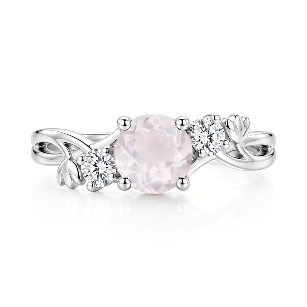 Floral Round Shaped Sapphire Twist Bypass Ring - LUO Jewelry #gemstone_Rose Quartz