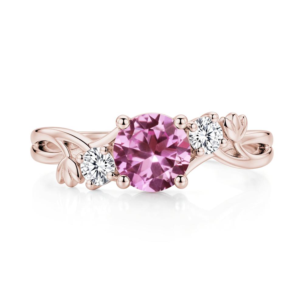 Floral Round Shaped Sapphire Twist Bypass Ring - LUO Jewelry #gemstone_Pink Sapphire