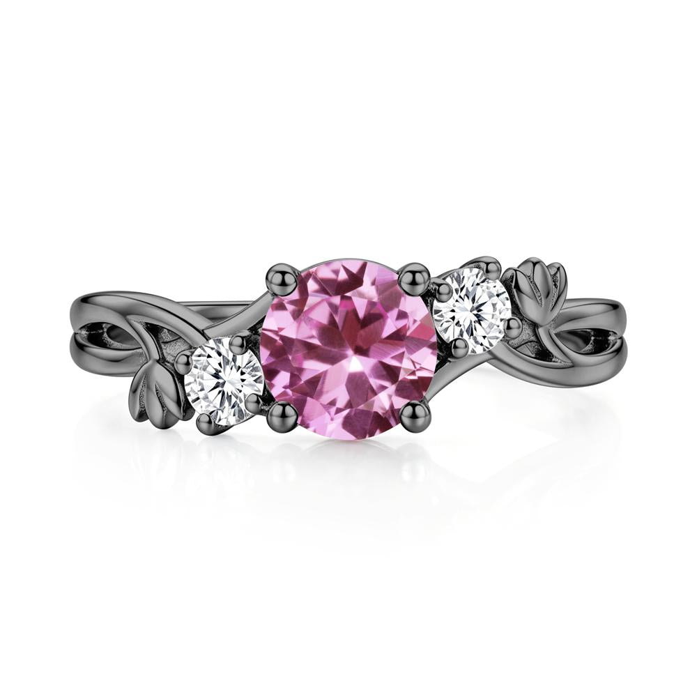 Floral Round Shaped Sapphire Twist Bypass Ring - LUO Jewelry #gemstone_Pink Sapphire