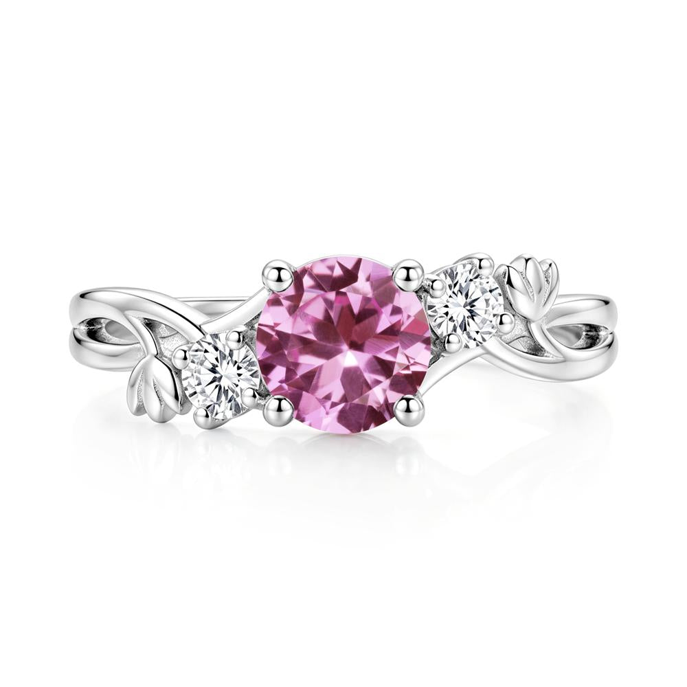Floral Round Shaped Sapphire Twist Bypass Ring - LUO Jewelry #gemstone_Pink Sapphire