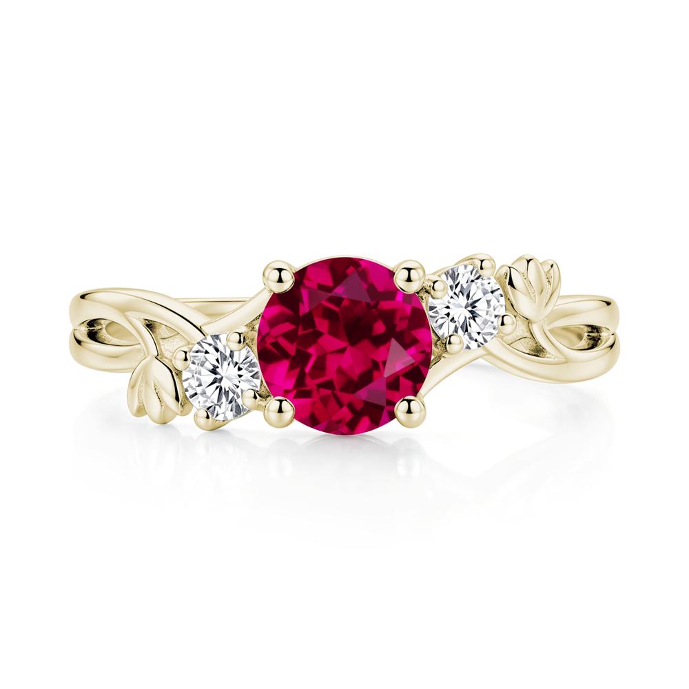 Floral Round Shaped Sapphire Twist Bypass Ring - LUO Jewelry #gemstone_Ruby