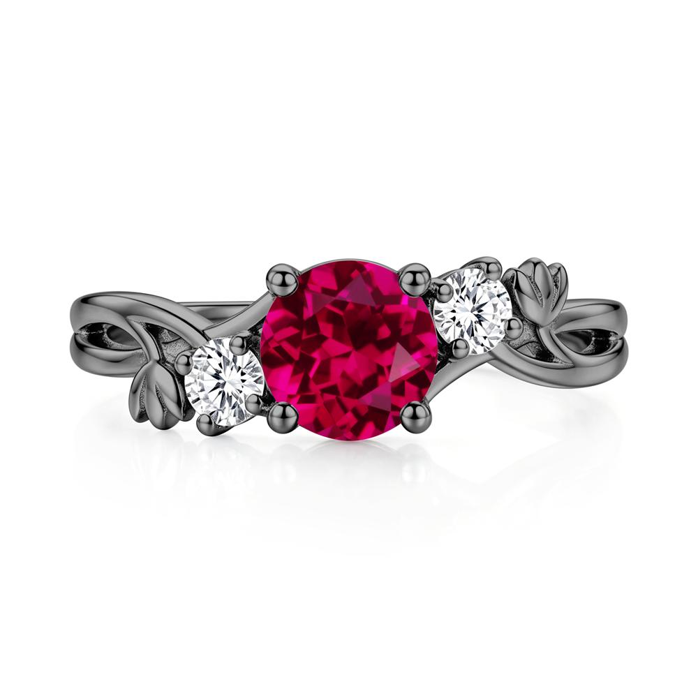 Floral Round Shaped Sapphire Twist Bypass Ring - LUO Jewelry #gemstone_Ruby